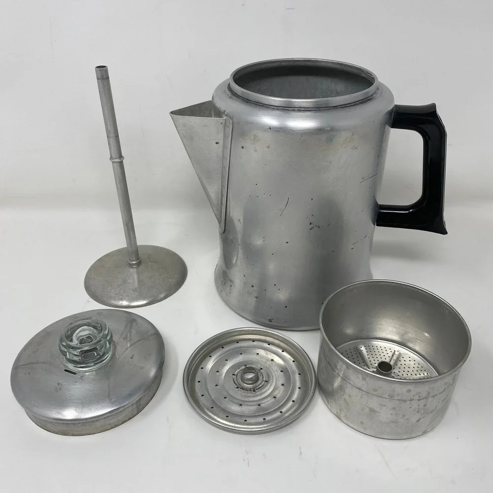 Mirro Percolator Silver Aluminum Vintage Stovetop Coffee Pot M-0809